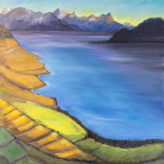 Lever de soleil sur lavaux - oeuvre de Carole Christinat Venhard - CECTVD22