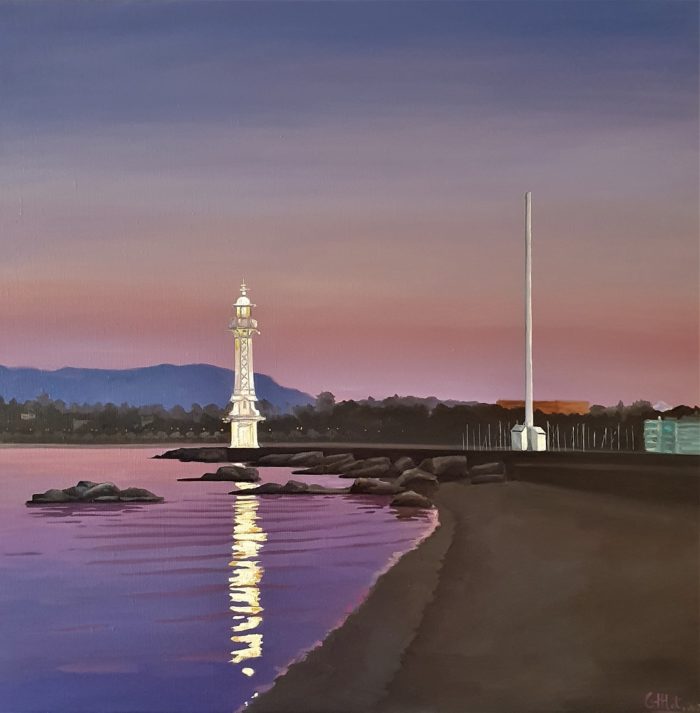 Crépuscule aux Bains des Pâquis