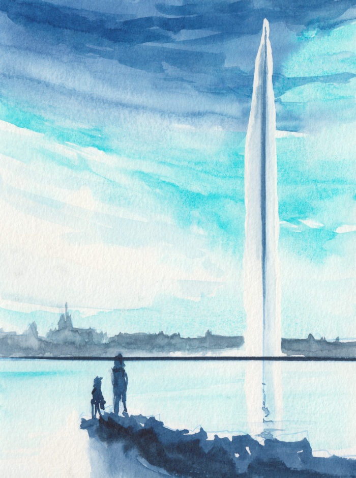 Enfant et adulte devant le Jet